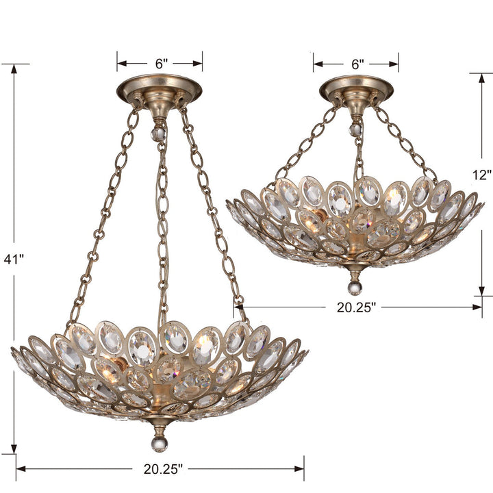 Sterling 3 Light Distressed Twilight Chandelier Crystorama