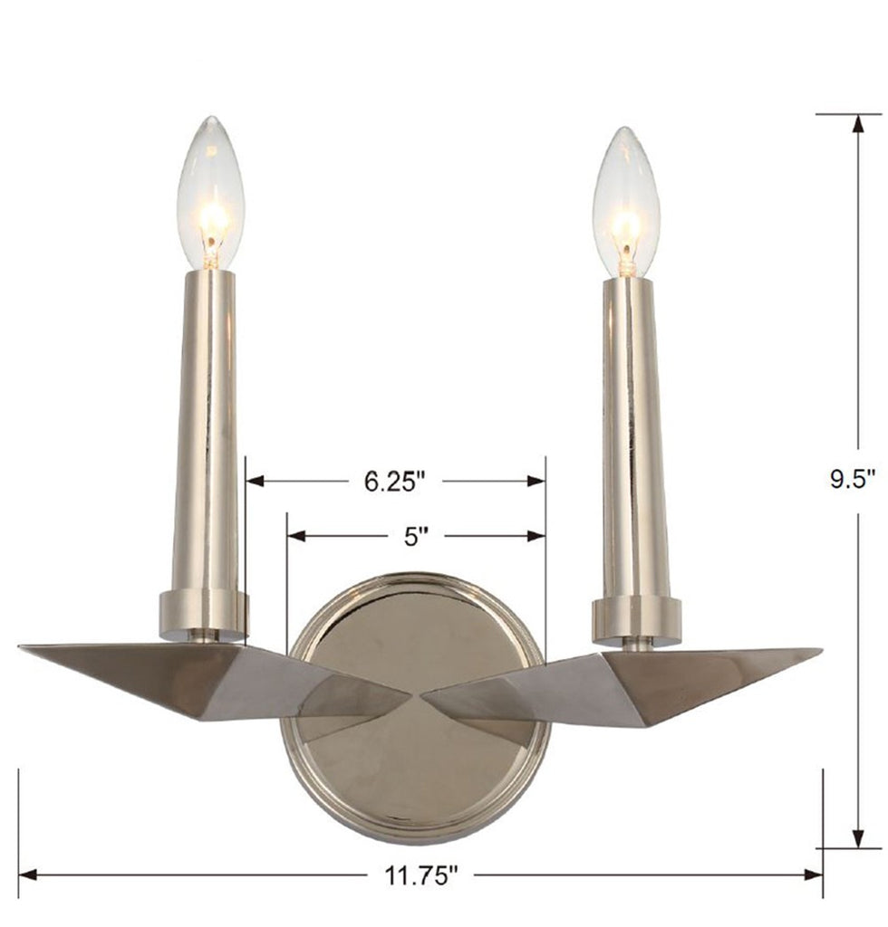 Palmer 2 Light Polished Nickel Sconce Crystorama