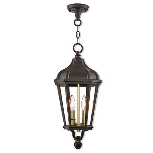 2 Light Bronze Outdoor Pendant Lantern Livex