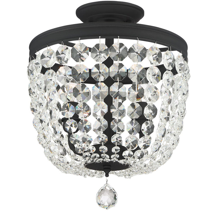 Crystorama Crystorama Archer 3 Light Hand Cut Crystal Black Forged Semi Flush Mount