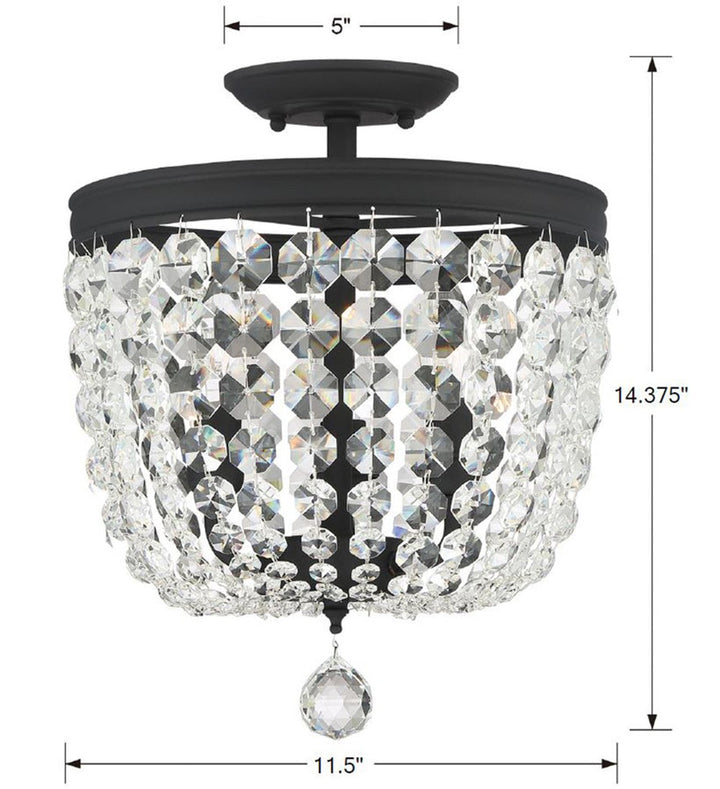 Crystorama Crystorama Archer 3 Light Swarovski Strass Crystal Black Forged Semi Flush Mount