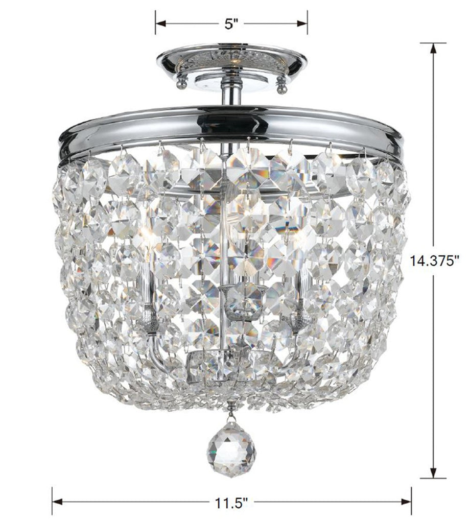 Crystorama Crystorama Archer 3 Light Hand Cut Crystal Polished Chrome Semi Flush Mount