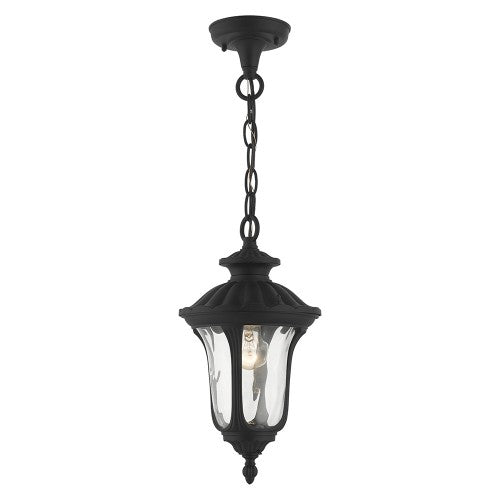 1 Light Textured Black Outdoor Pendant Lantern Livex