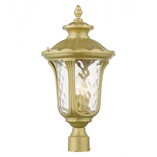 3 Light Soft Gold Outdoor Large Post Top Lantern Livex