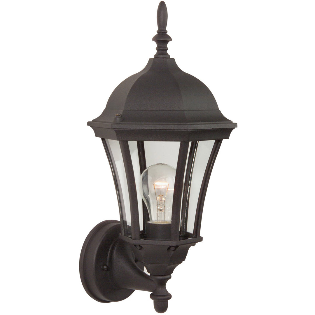 CRAFTMADE Curved Glass Cast 1 Light Medium Outdoor Wall Lantern in Textured Black