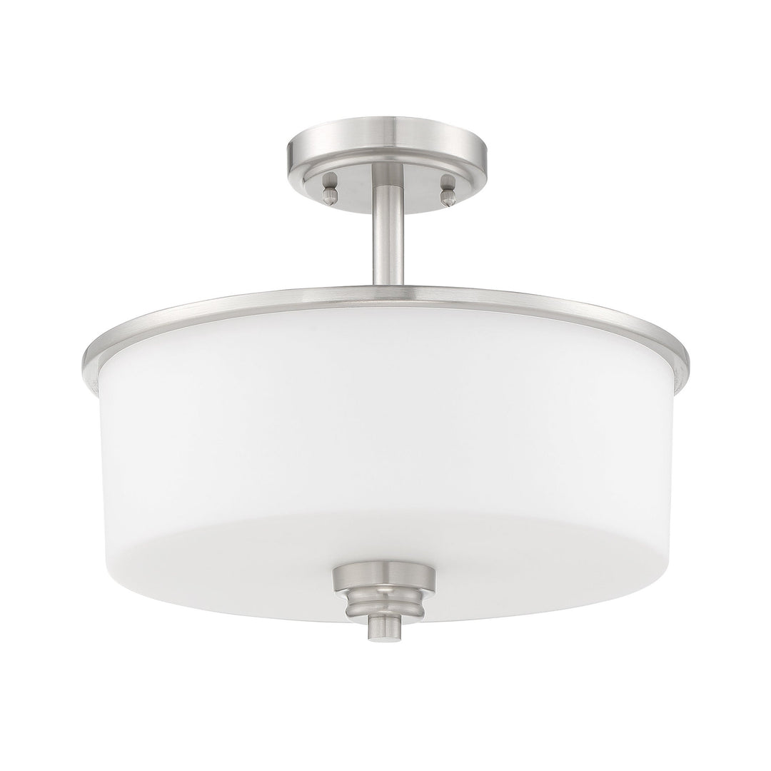 Bolden 2 Light Convertible Semi Flush in Brushed Polished Nickel (White Glass) CRAFTMADE