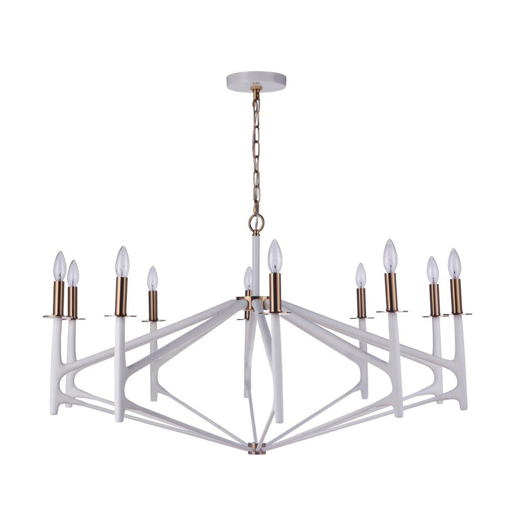 CRAFTMADE The Reserve 10 Light Chandelier in Matte White/Satin Brass