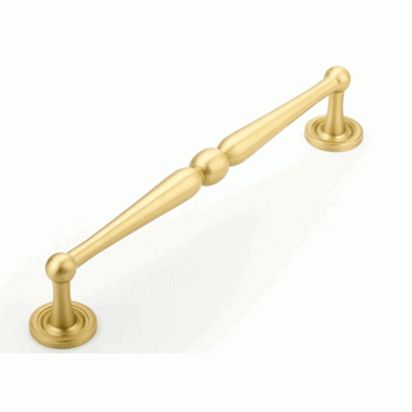 SCHAUB 8 1/2 Inch (8 Inch c-c) Atherton Plain Footplate Pull (Satin Brass Finish)