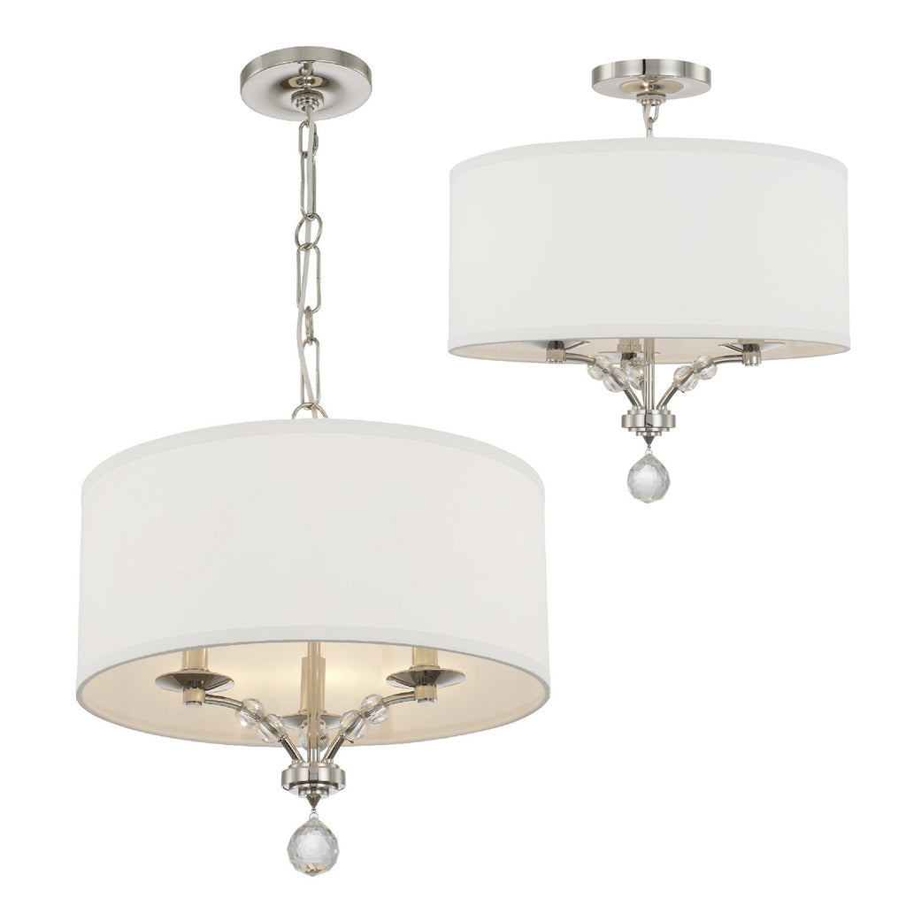 Mirage 3 Light Polished Nickel Chandelier Crystorama