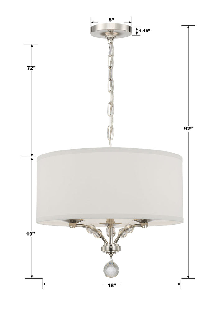 Mirage 3 Light Polished Nickel Chandelier Crystorama