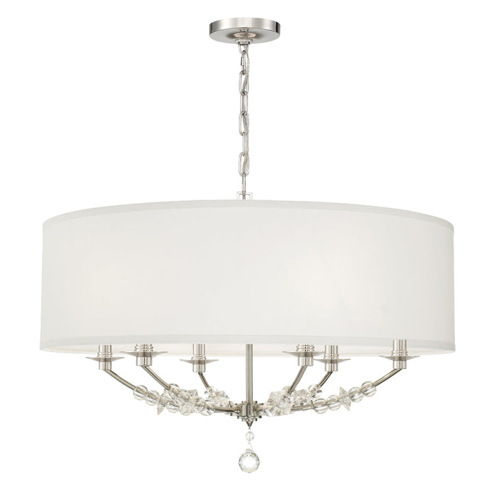 Mirage 6 Light Polished Nickel Drum Shade Chandelier Crystorama