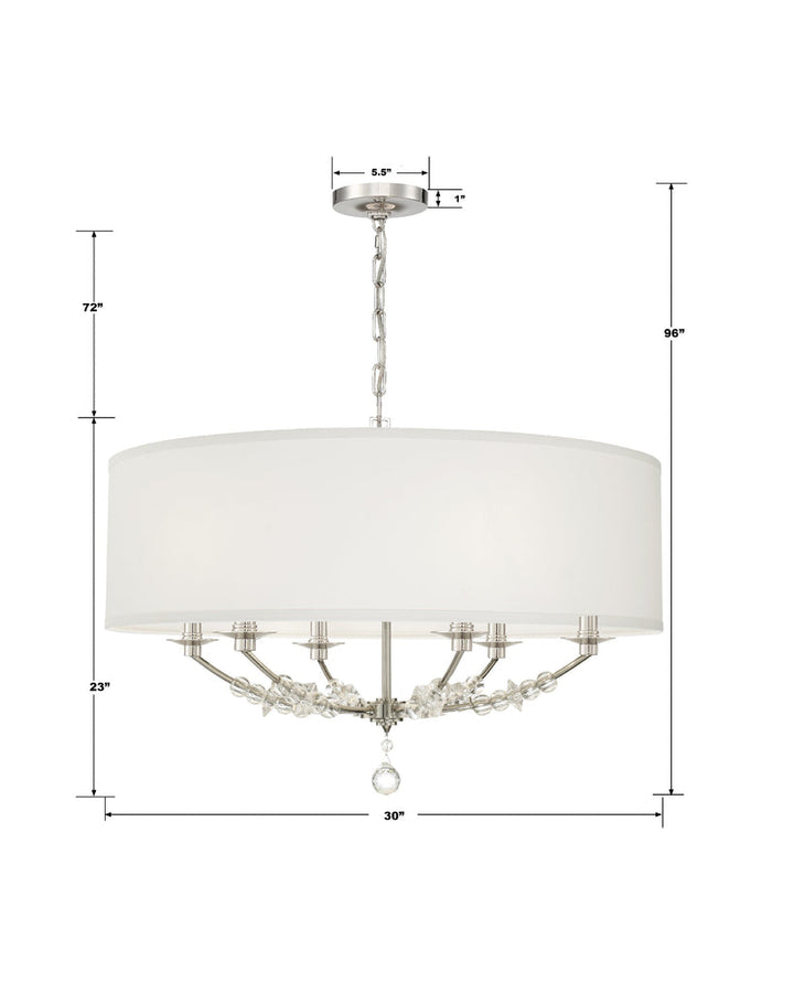 Mirage 6 Light Polished Nickel Drum Shade Chandelier Crystorama