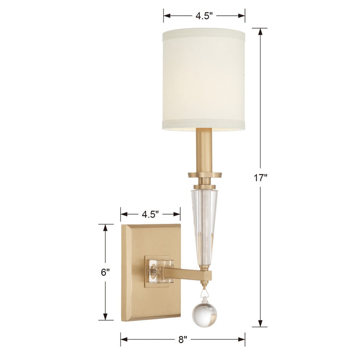 Paxton 1 Light Aged Brass Sconce Crystorama