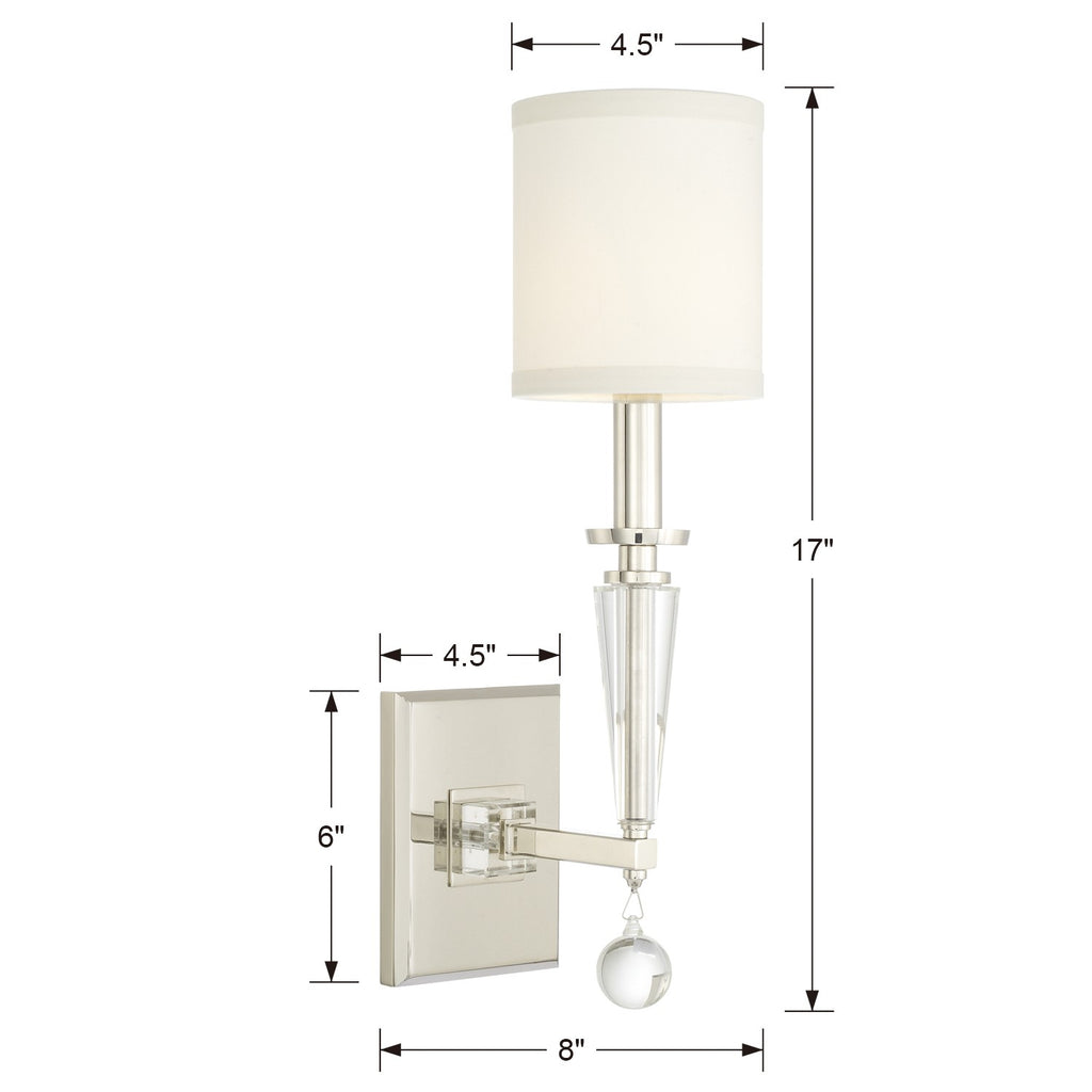 Paxton 1 Light Polished Nickel Sconce Crystorama