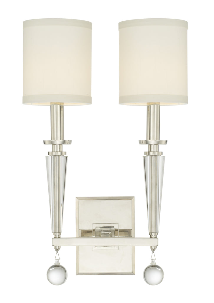 Paxton 2 Light Polished Nickel Sconce Crystorama