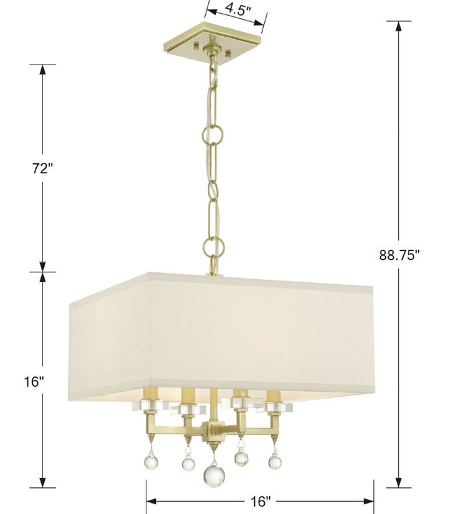 Crystorama Crystorama Paxton 4 Light Aged Brass Semi Flush Mount