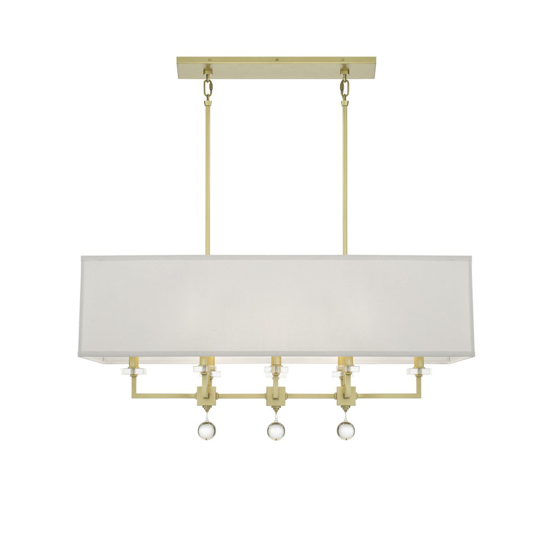 Paxton 8 Light Aged Brass Linear Chandelier Crystorama