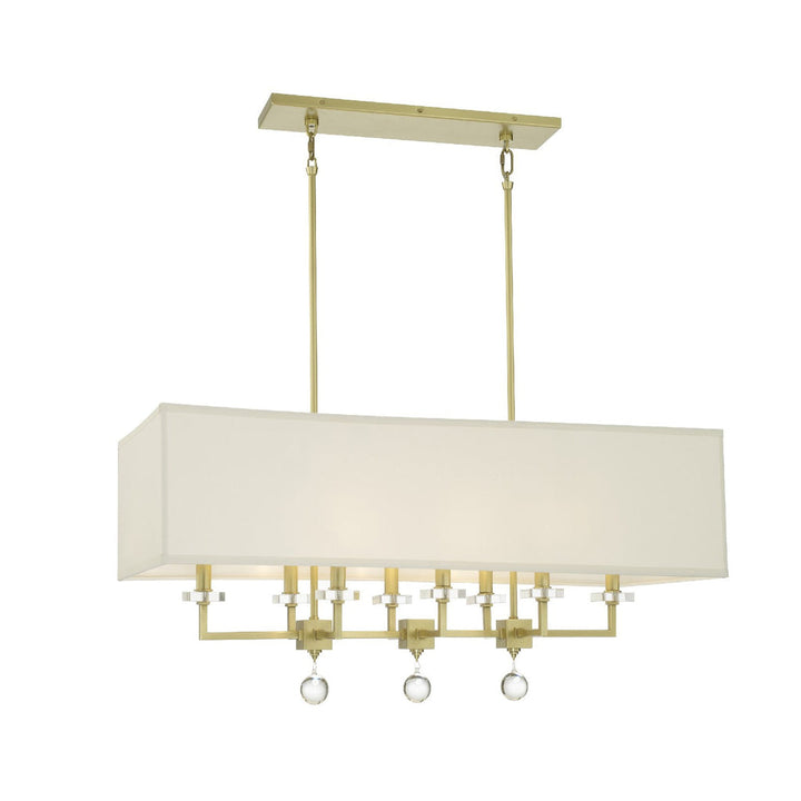 Paxton 8 Light Aged Brass Linear Chandelier Crystorama