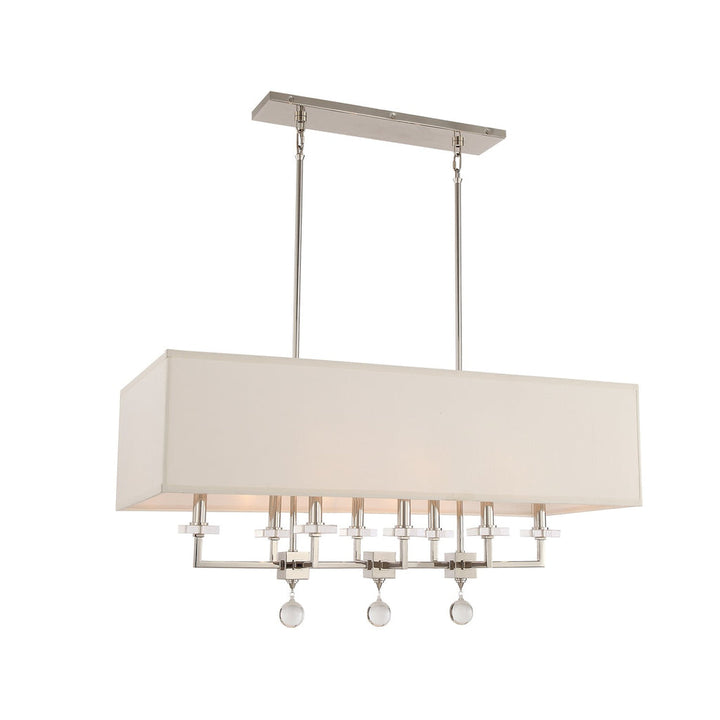 Paxton 8 Light Polished Nickel Linear Chandelier Crystorama