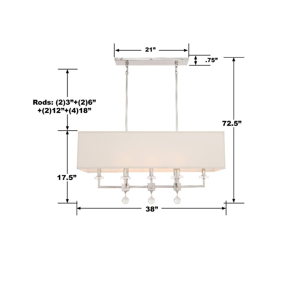 Paxton 8 Light Polished Nickel Linear Chandelier Crystorama