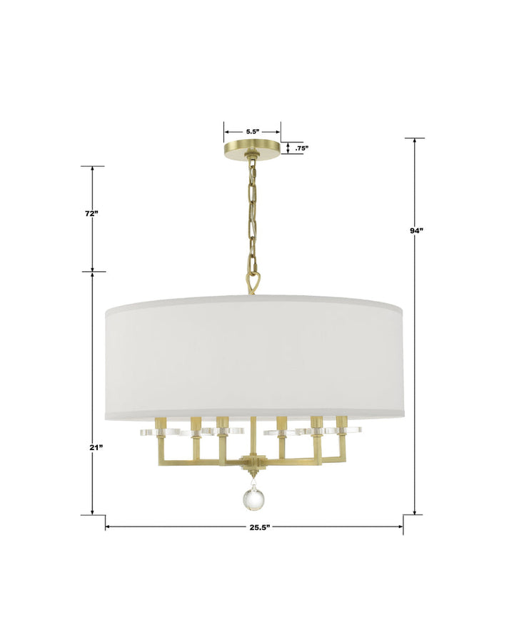 Paxton 6 Light Aged Brass Chandelier Crystorama