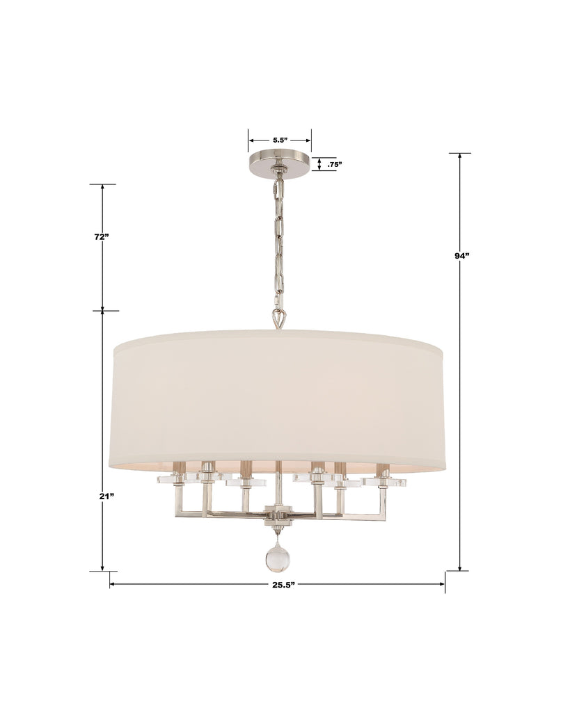 Paxton 6 Light Polished Nickel Chandelier Crystorama