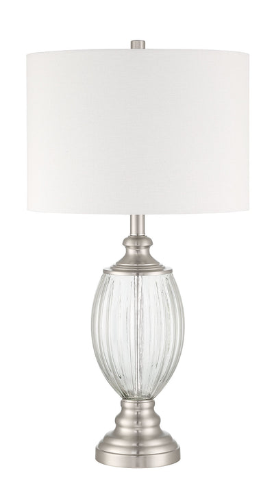 1 Light Glass/Metal Base Table lamp in Fluted Clear Glass/Brushed Polished Nickel