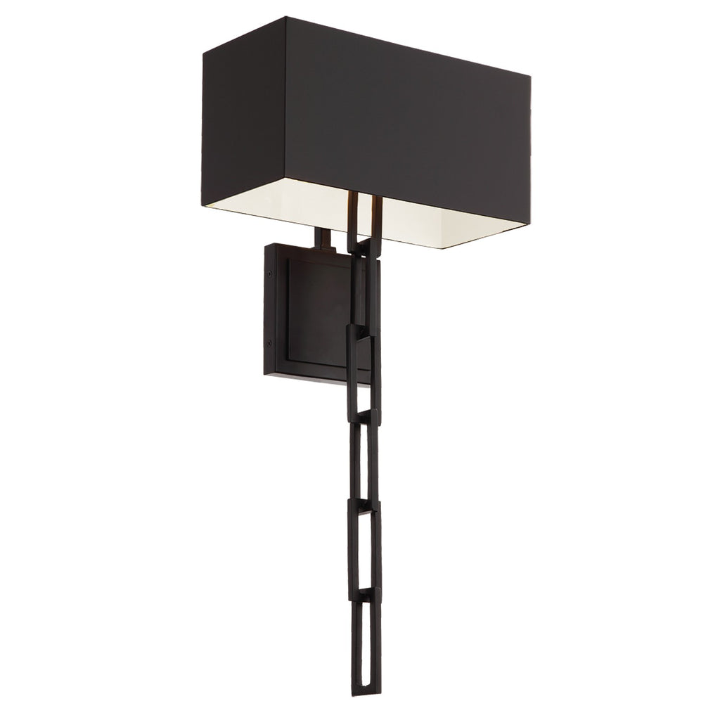 Brian Patrick Flynn Alston 2 Light Matte Black + White Sconce Crystorama