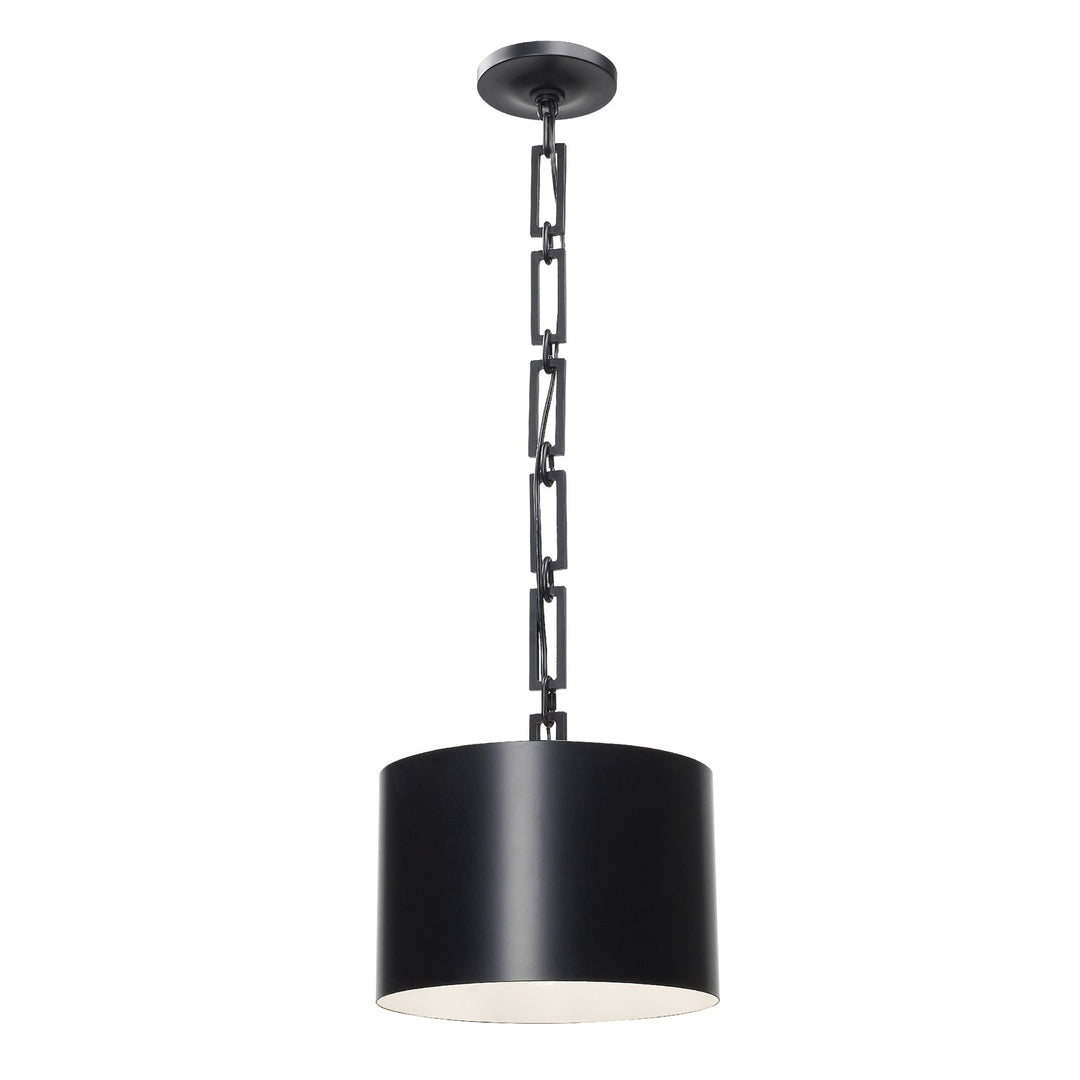 Brian Patrick Flynn Alston 1 Light Matte Black + White Mini Pendant Crystorama