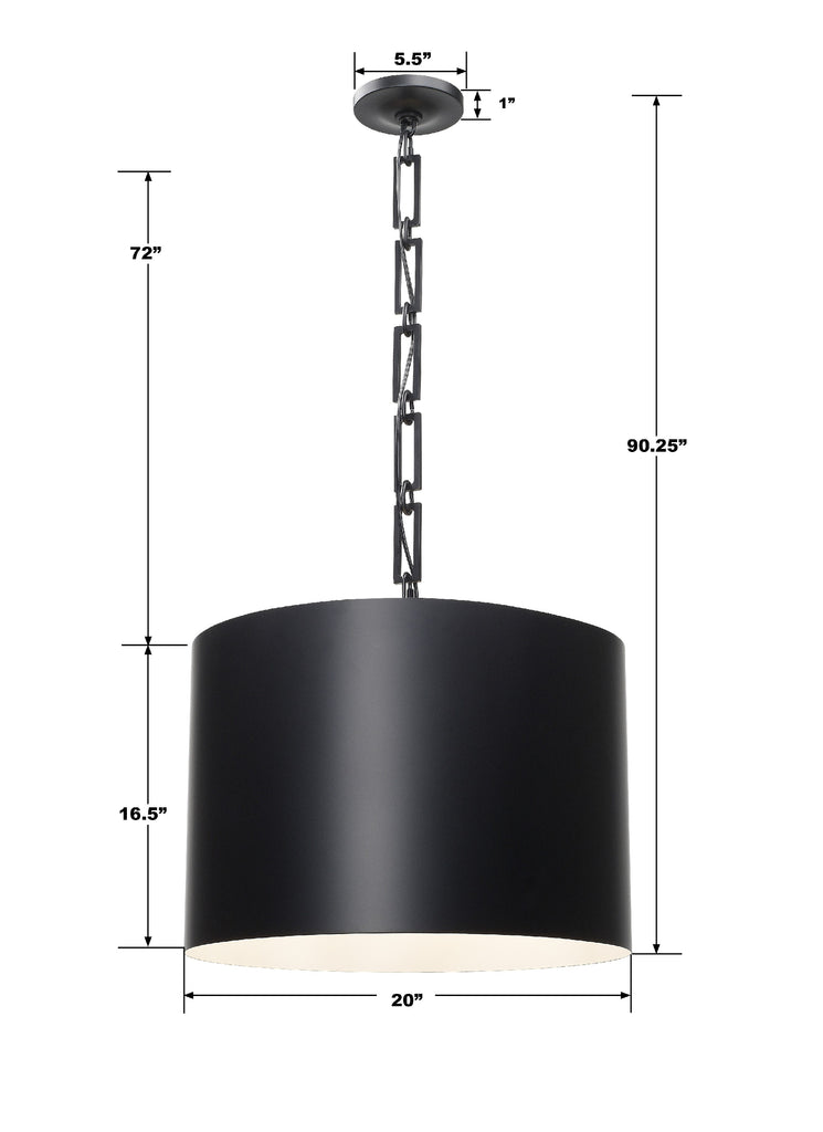 Brian Patrick Flynn Alston 6 Light Matte Black + White Chandelier Crystorama