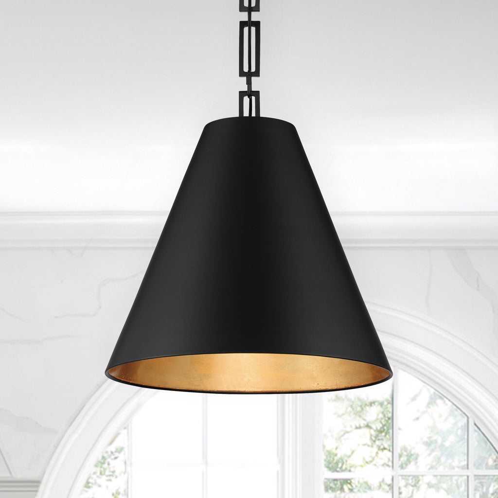 Brian Patrick Flynn Alston 3 Light Matte Black + Antique Gold Chandelier Crystorama