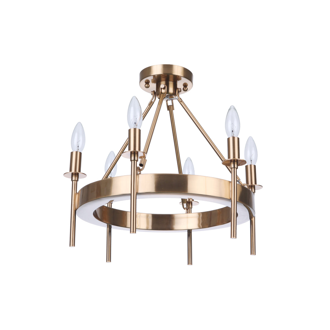 CRAFTMADE Larrson 6 Light Semi Flush in Satin Brass