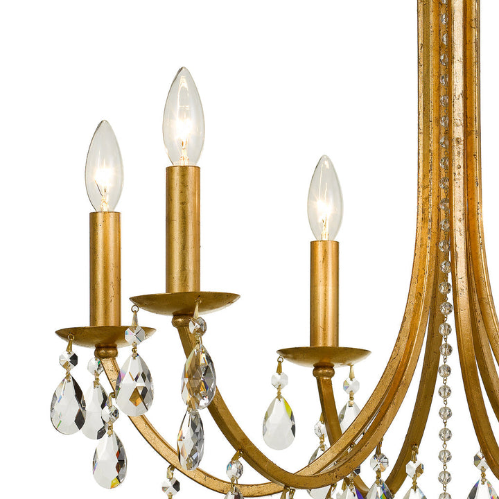 Bridgehampton 6 Light Hand Cut Crystal Antique Gold Chandelier Crystorama