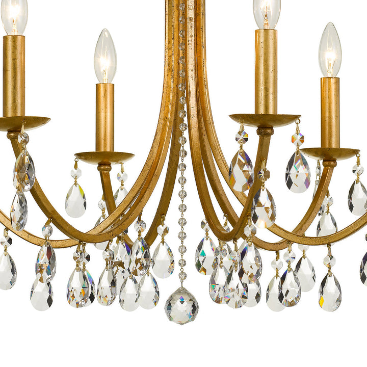 Bridgehampton 6 Light Hand Cut Crystal Antique Gold Chandelier Crystorama