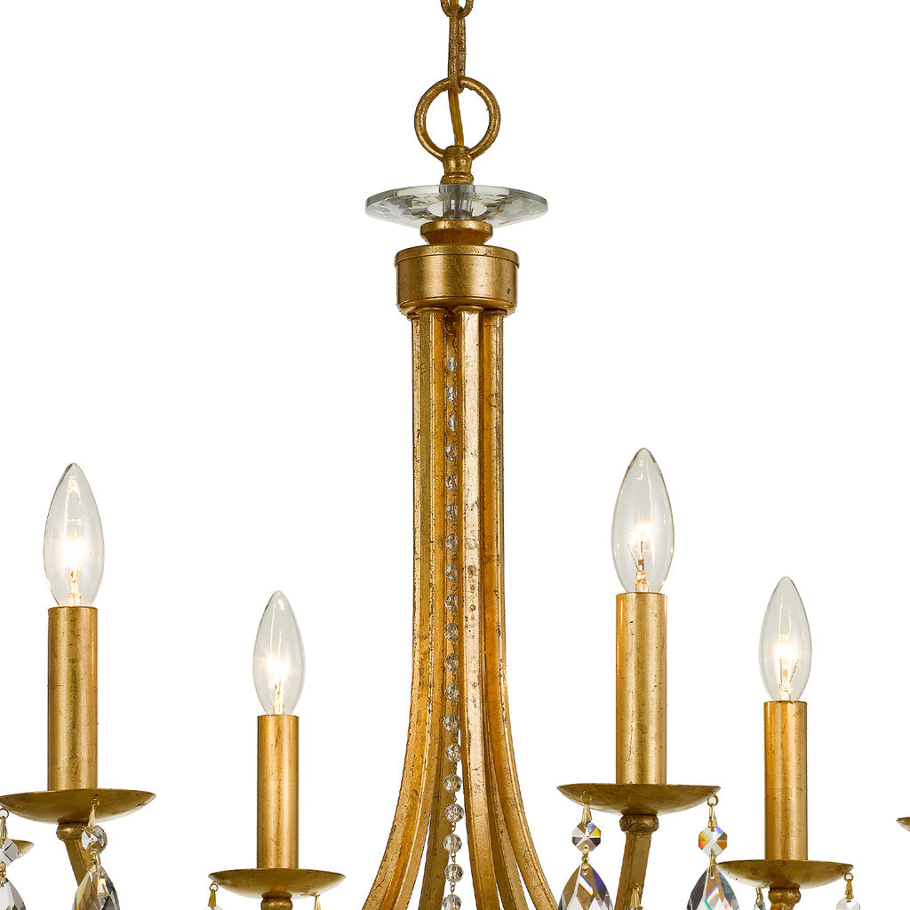 Bridgehampton 6 Light Hand Cut Crystal Antique Gold Chandelier Crystorama