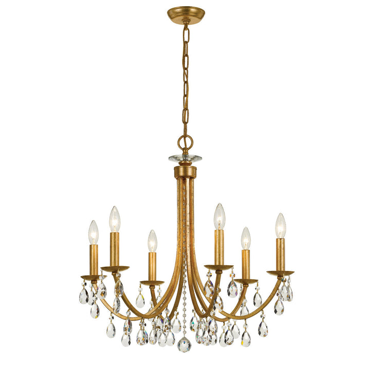 Bridgehampton 6 Light Swarovski Strass Crystal Antique Gold Chandelier Crystorama