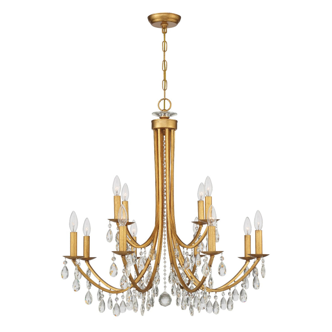 Bridgehampton 12 Light Hand Cut Crystal Antique Gold Chandelier Crystorama