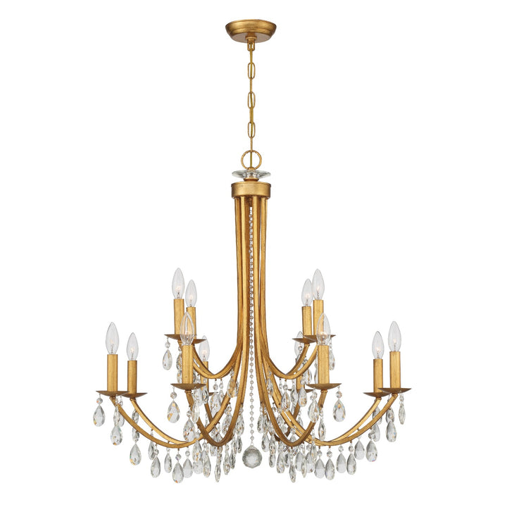 Bridgehampton 12 Light Hand Cut Crystal Antique Gold Chandelier Crystorama