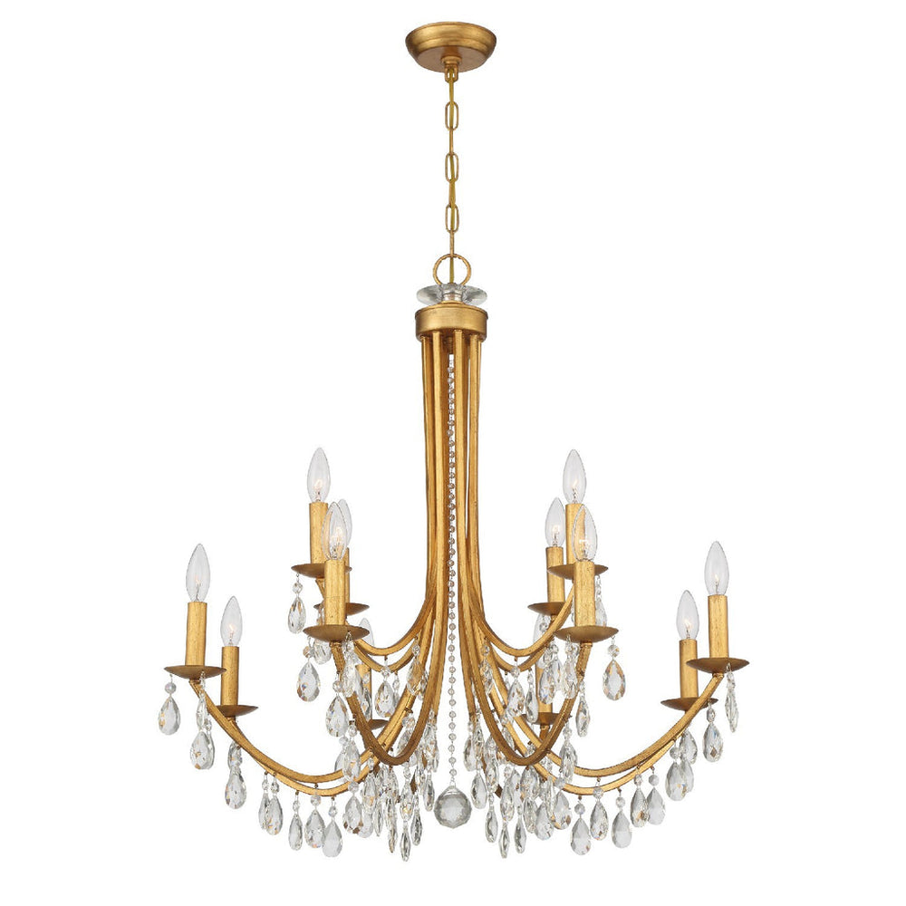 Bridgehampton 12 Light Swarovski Strass Crystal Antique Gold Chandelier Crystorama