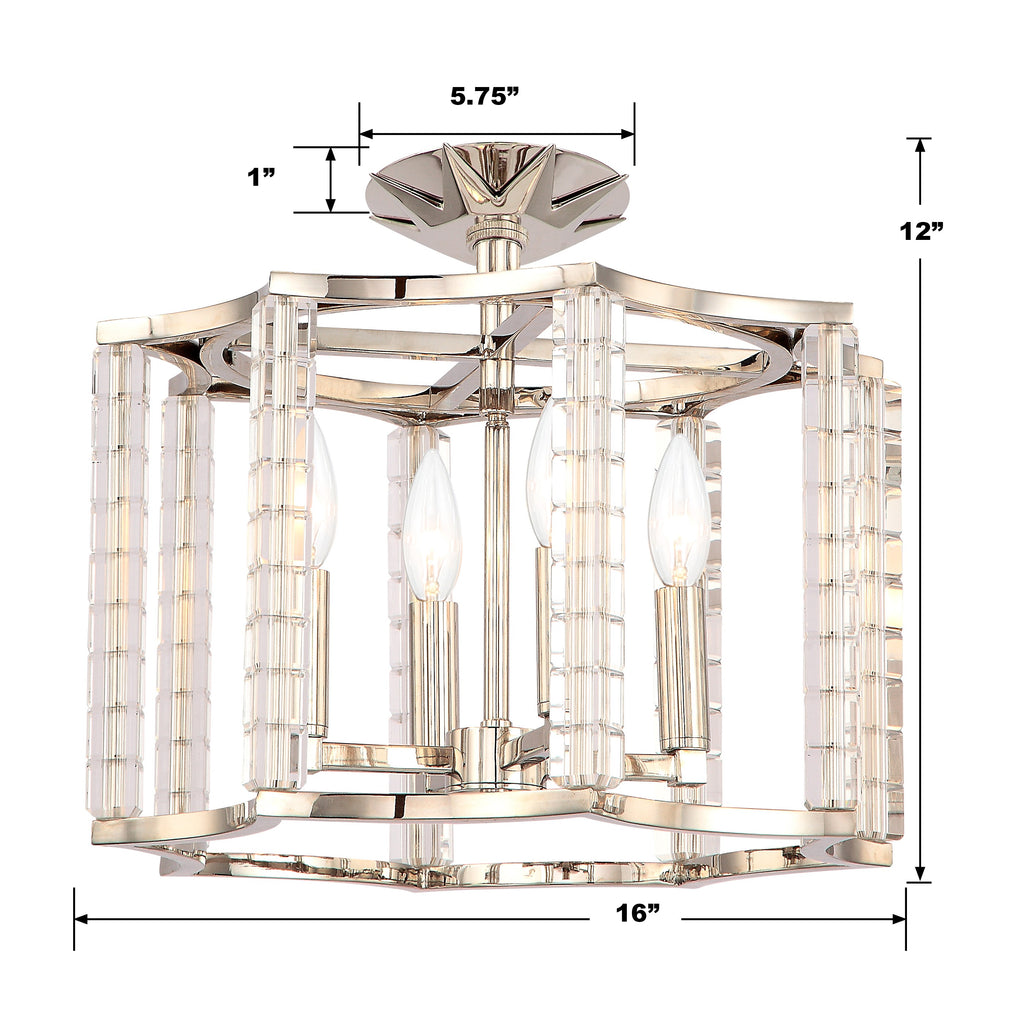 Crystorama Crystorama Carson 4 Light Polished Nickel Convertible Semi Flush Mount