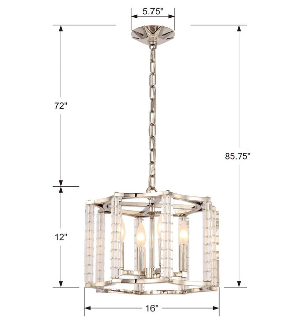 Carson 4 Light Polished Nickel Mini Chandelier Crystorama