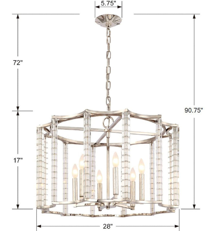 Carson 6 Light Polished Nickel Chandelier Crystorama