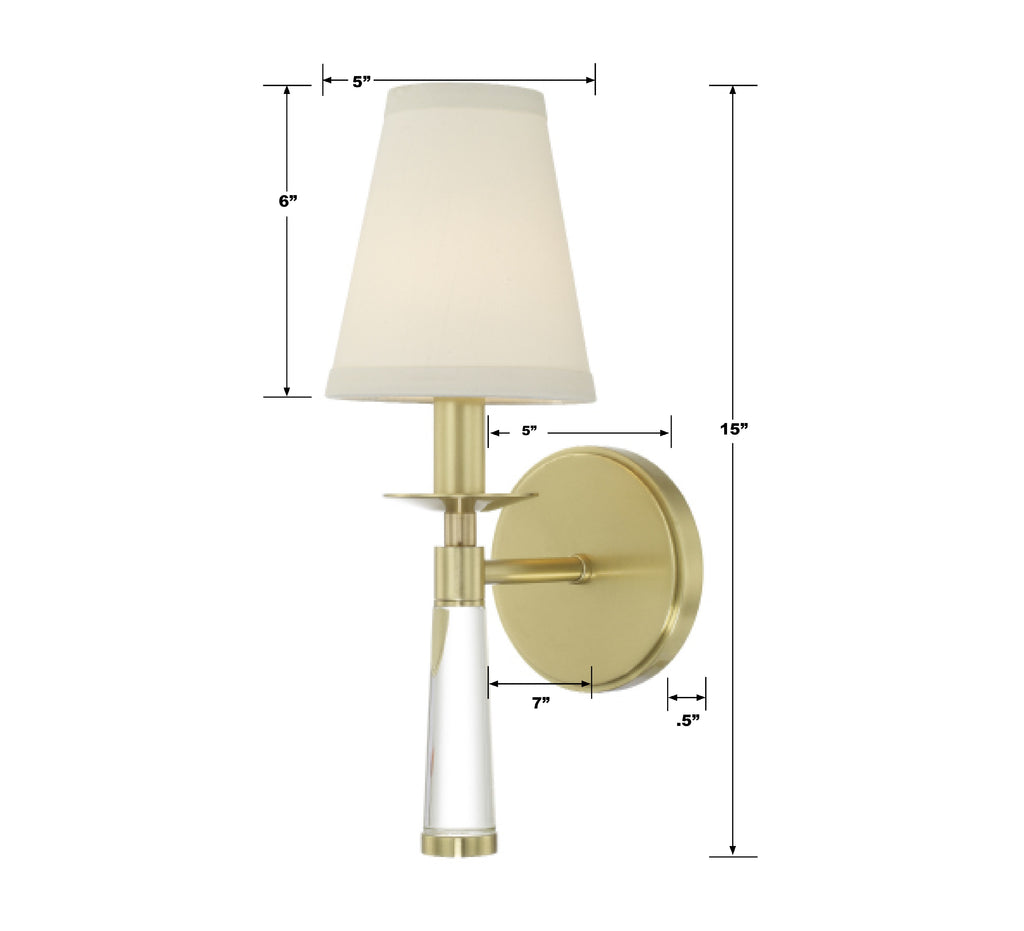 Baxter 1 Light Aged Brass Sconce Crystorama