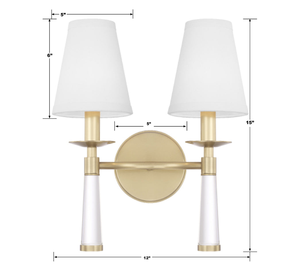 Baxter 2 Light Aged Brass Sconce Crystorama