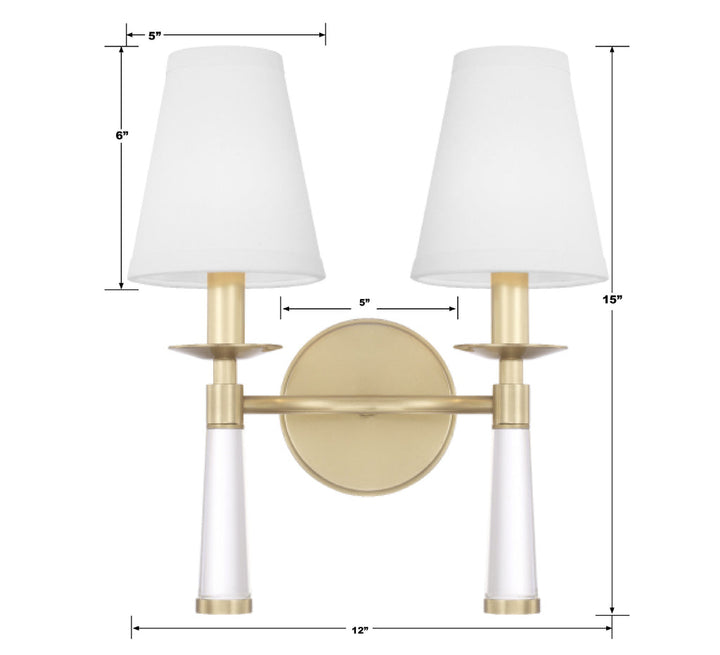 Baxter 2 Light Aged Brass Sconce Crystorama