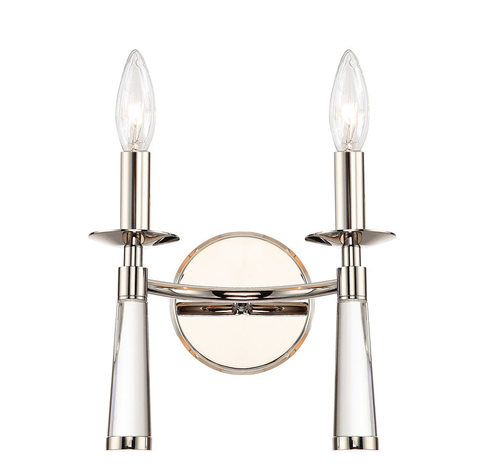 Baxter 2 Light Polished Nickel Bronze Sconce Crystorama