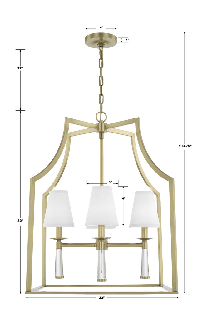 Baxter 4 Light Aged Brass Chandelier Crystorama