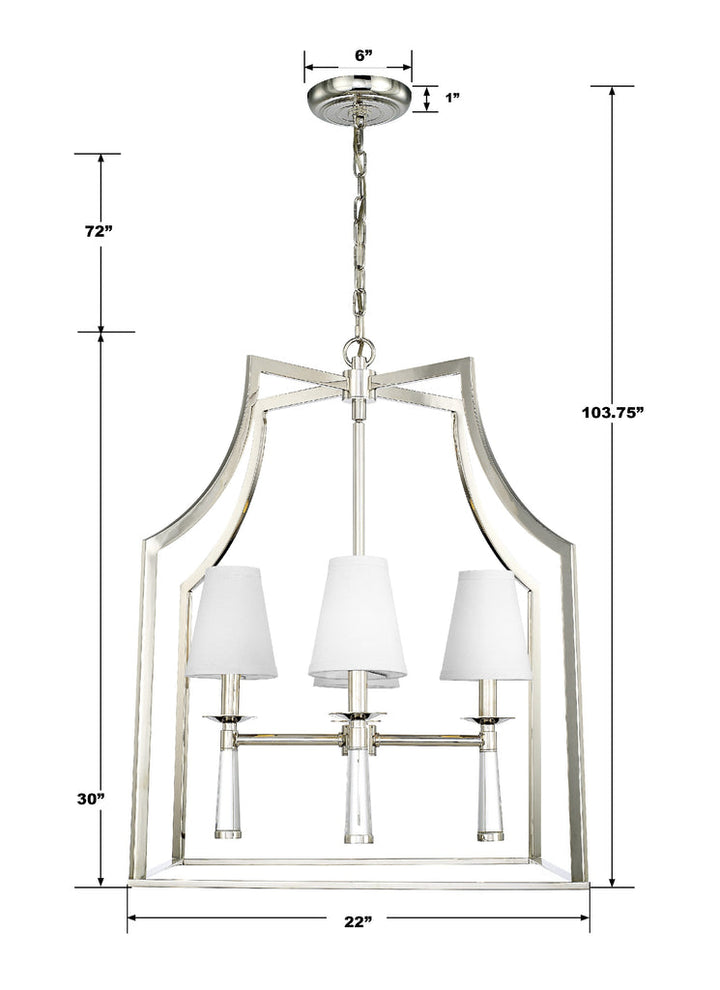 Baxter 4 Light Polished Nickel Chandelier Crystorama