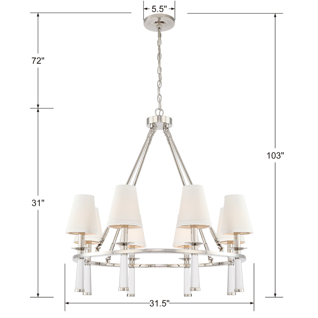 Baxter 8 Light Polished Nickel Chandelier Crystorama