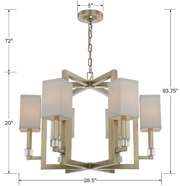 Dixon 6 Light Aged Brass Chandelier Crystorama